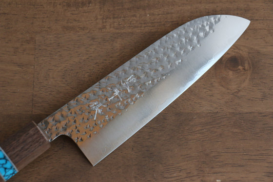 Yu Kurosaki Senko SG2 Hammered Santoku 165mm Walnut(ferrule: Turquoise) Handle - Seisuke Knife