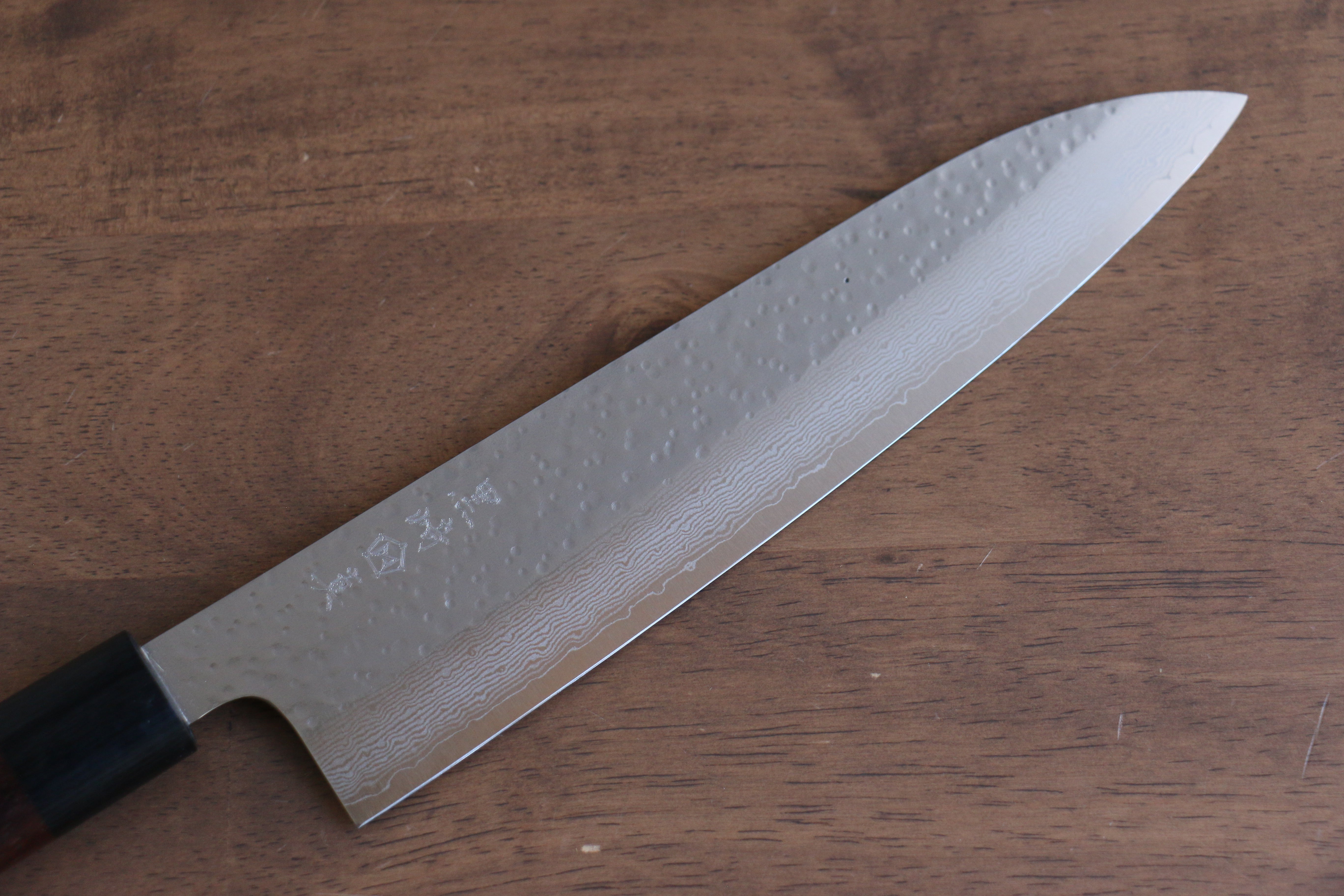 Makoto Kurosaki VG10 Maru Hammered Damascus Gyuto 210mm Shitan Handle - Seisuke Knife