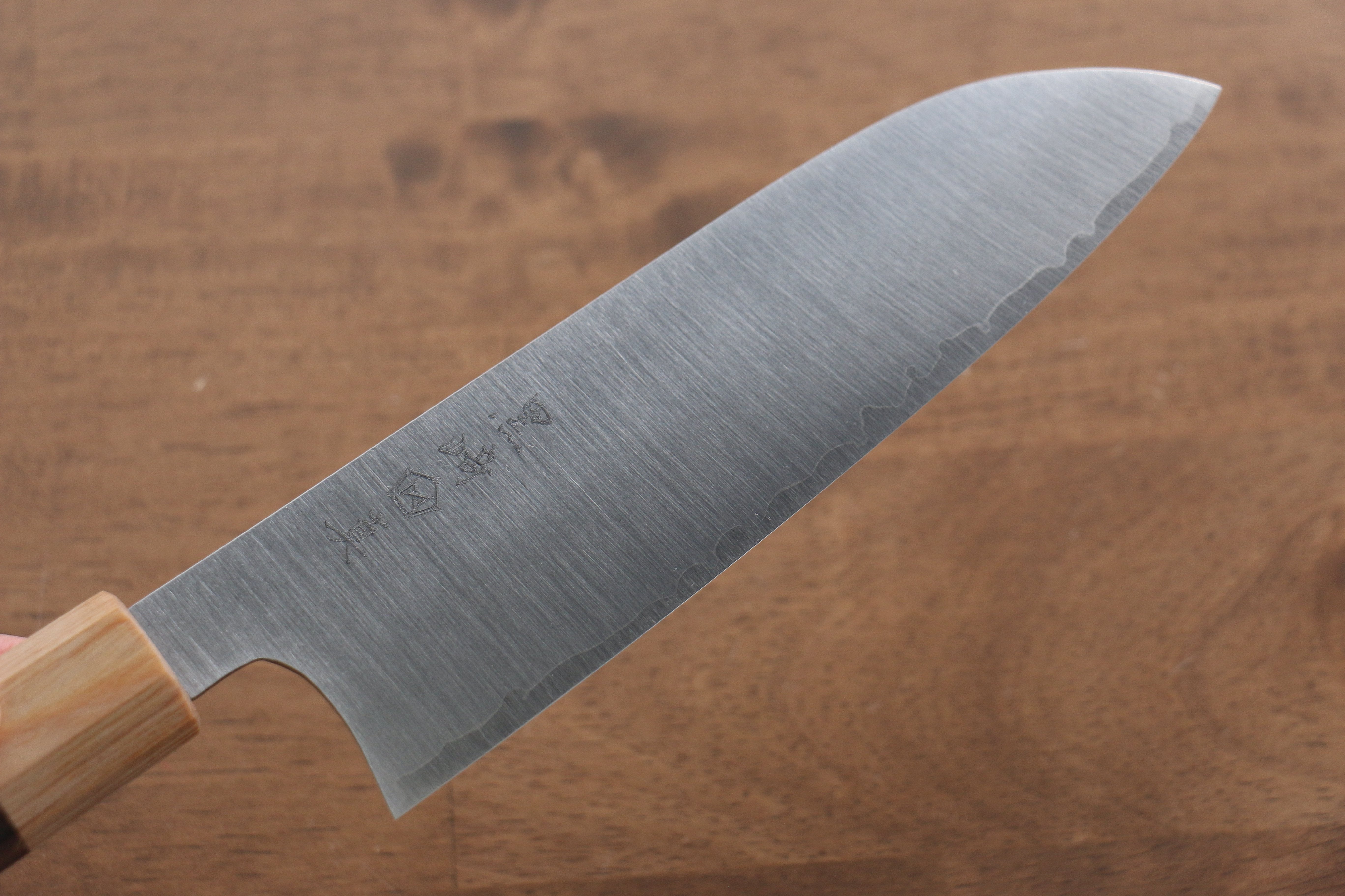 Makoto Kurosaki SG2 Migaki Finished Santoku 170mm with Leaf Pattern Shitan Handle Ferrule - Seisuke Knife