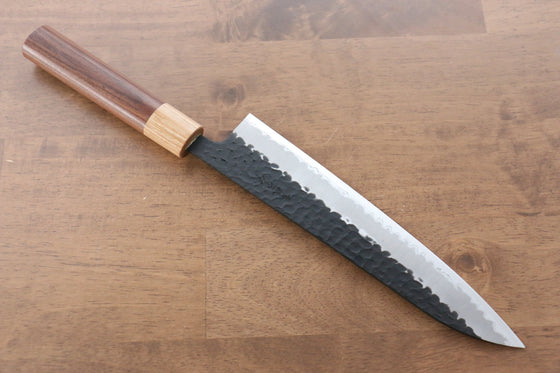 Seisuke Kokubyaku Blue Super Hammered Kurouchi Gyuto 210mm Morado Handle - Seisuke Knife