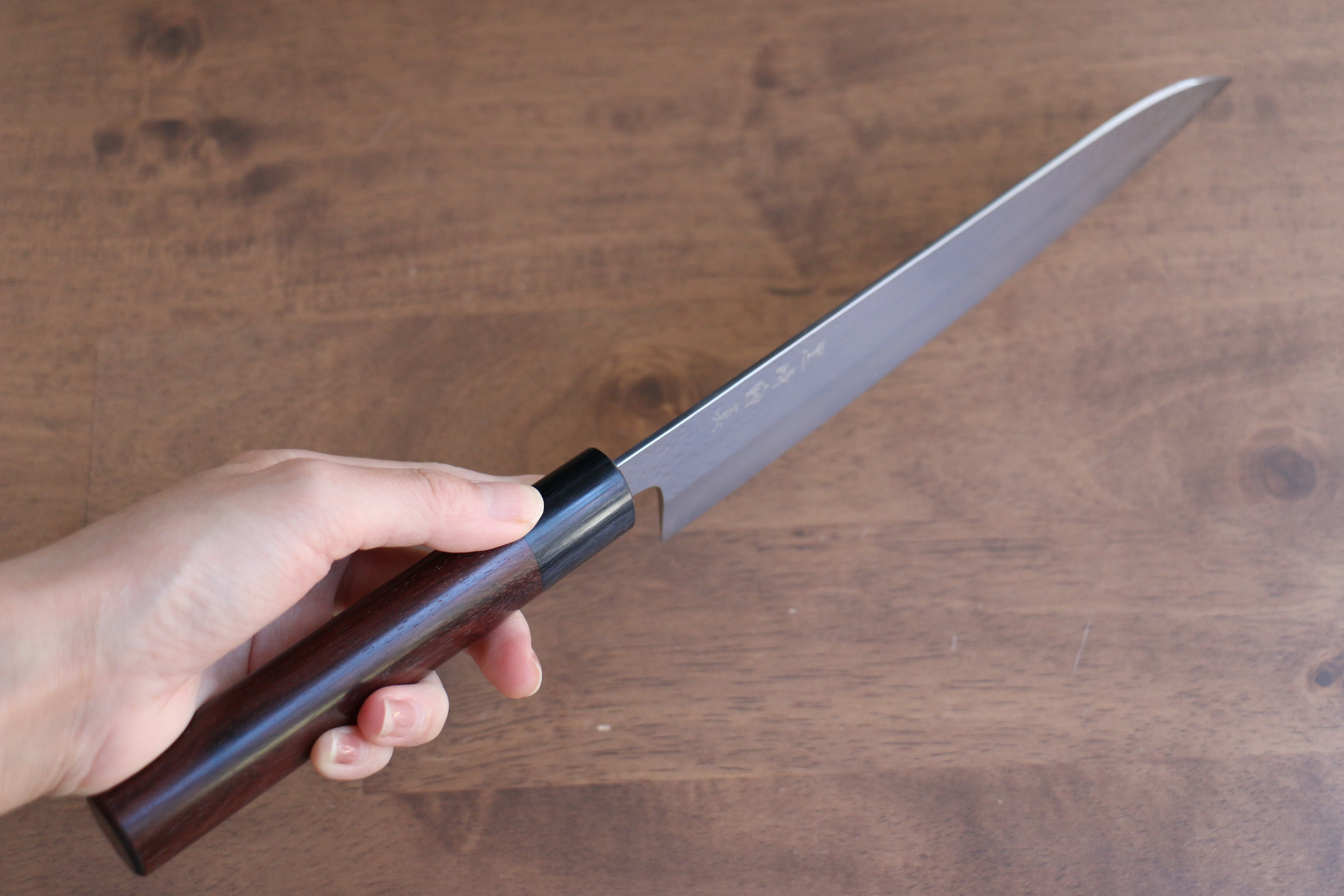 Makoto Kurosaki VG10 Maru Hammered Damascus Gyuto 210mm Shitan Handle - Seisuke Knife