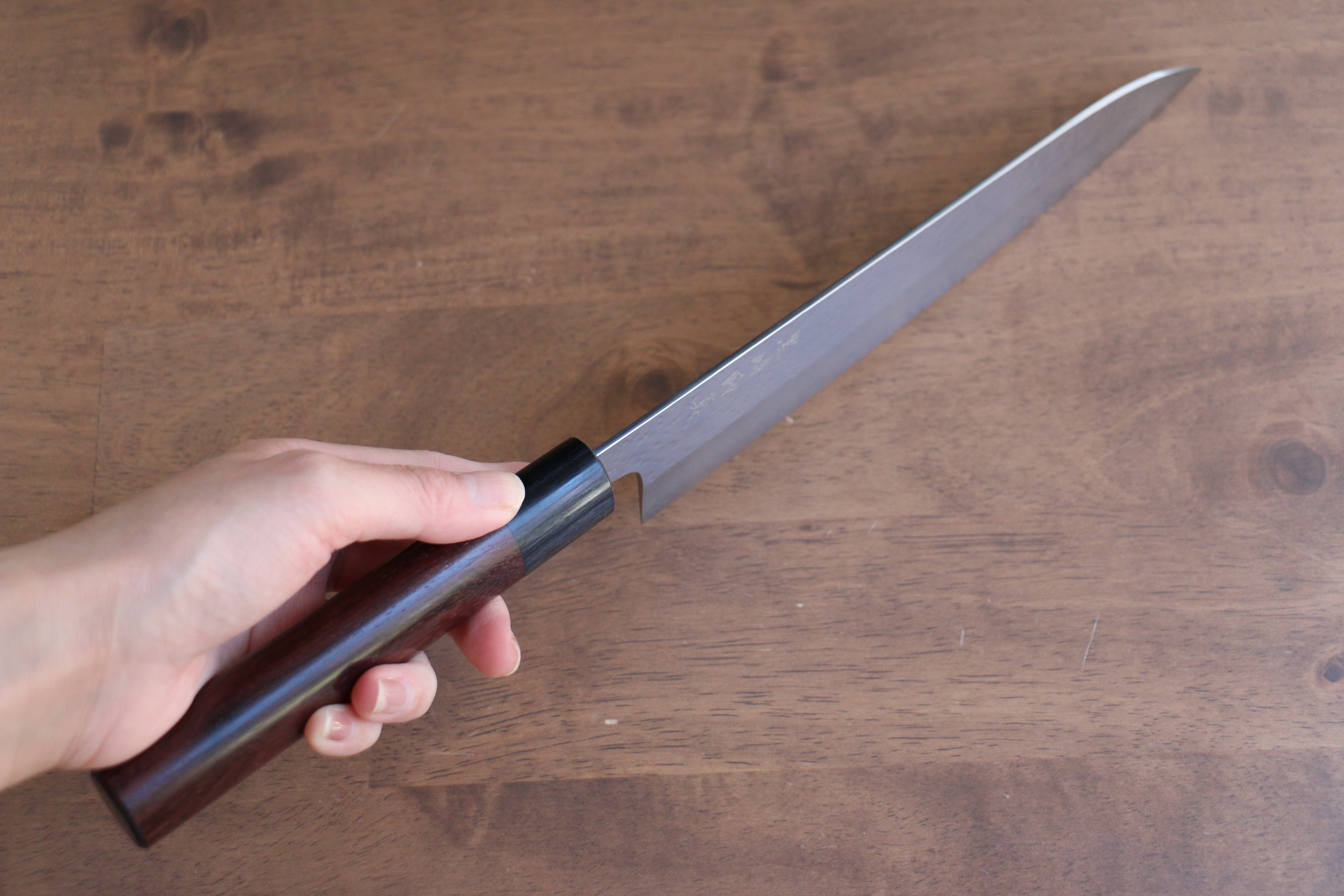 Makoto Kurosaki VG10 Maru Hammered Damascus Gyuto 210mm Shitan Handle - Seisuke Knife