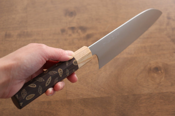 Makoto Kurosaki SG2 Migaki Finished Santoku 170mm with Leaf Pattern Shitan Handle Ferrule - Seisuke Knife