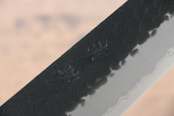 Seisuke Kokubyaku Blue Super Hammered Kurouchi Gyuto 210mm Morado Handle - Seisuke Knife