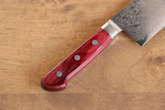 Seisuke VG10 33 Layer Mirrored Finish Damascus Nakiri  165mm Red Pakka wood Handle - Seisuke Knife