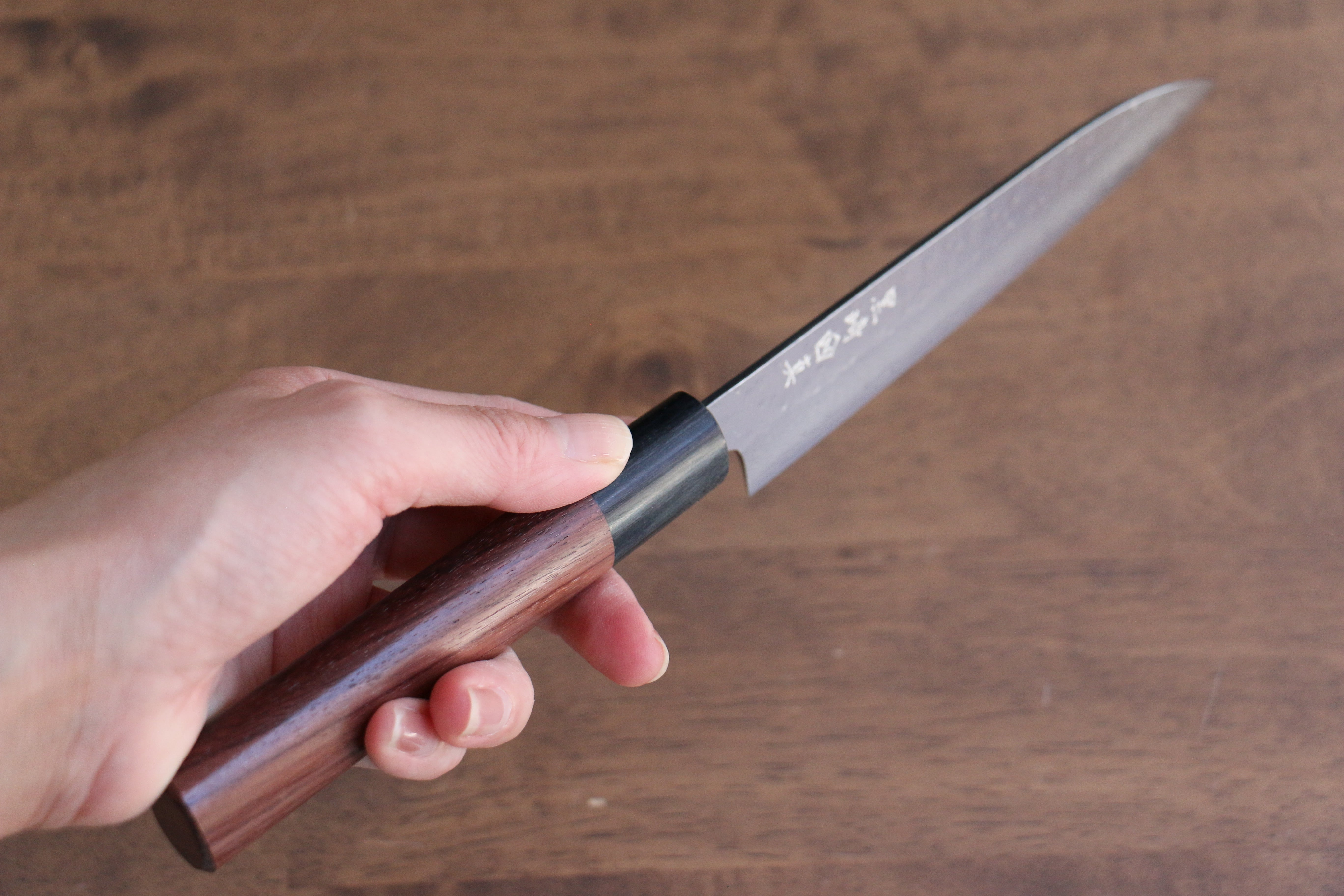 Makoto Kurosaki VG10 Maru Hammered Damascus Petty-Utility 135mm Shitan Handle - Seisuke Knife
