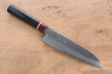  Seisuke VG10 Damascus Santoku 180mm Black Pakka wood Handle - Seisuke Knife