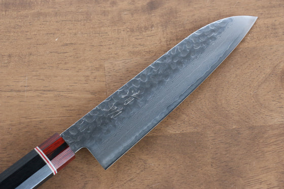 Seisuke VG10 Damascus Santoku 180mm Black Pakka wood Handle - Seisuke Knife