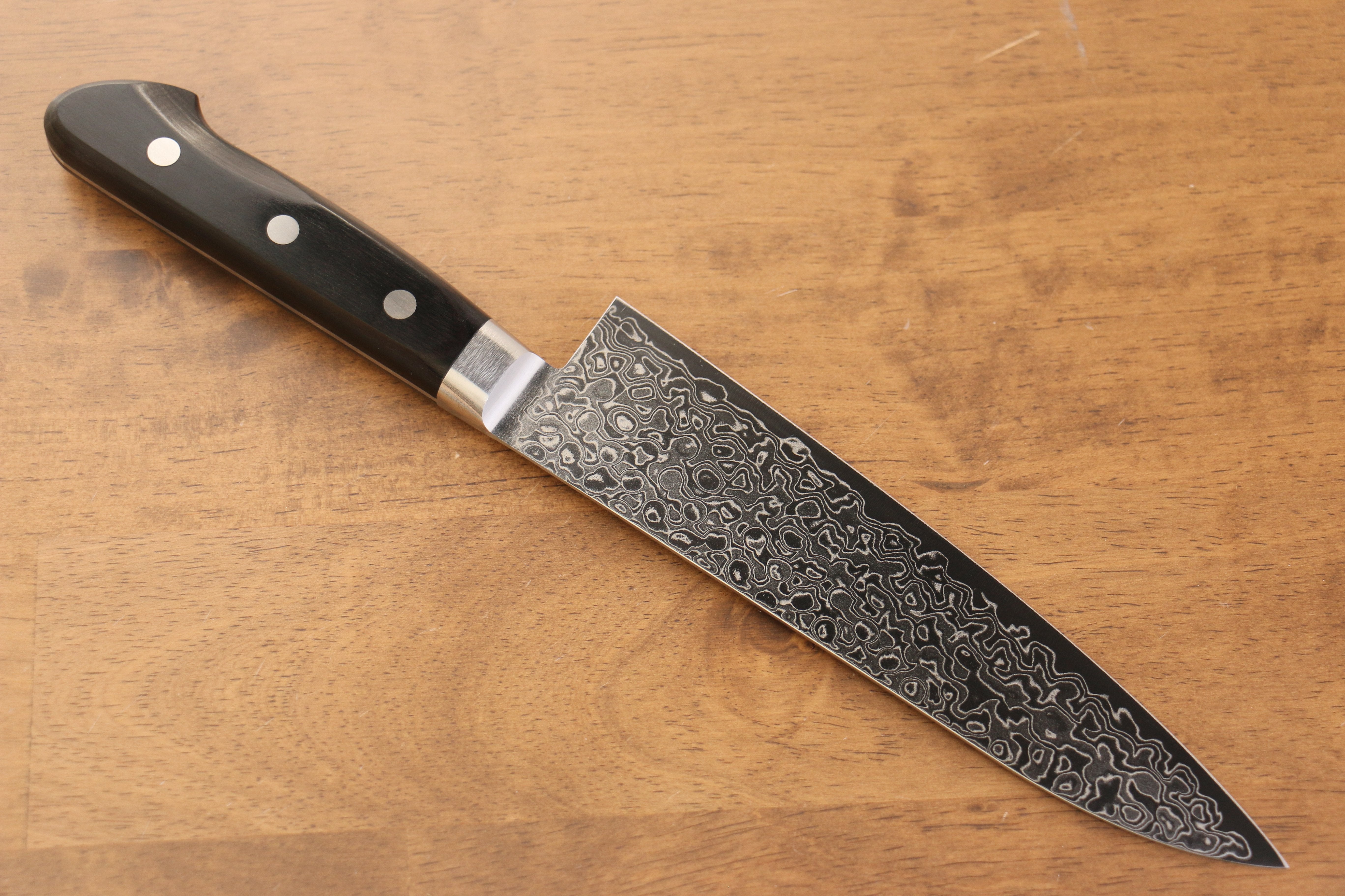 Seisuke Kagami AUS10 Mirrored Finish Damascus Gyuto 180mm Black Pakka wood Handle - Seisuke Knife
