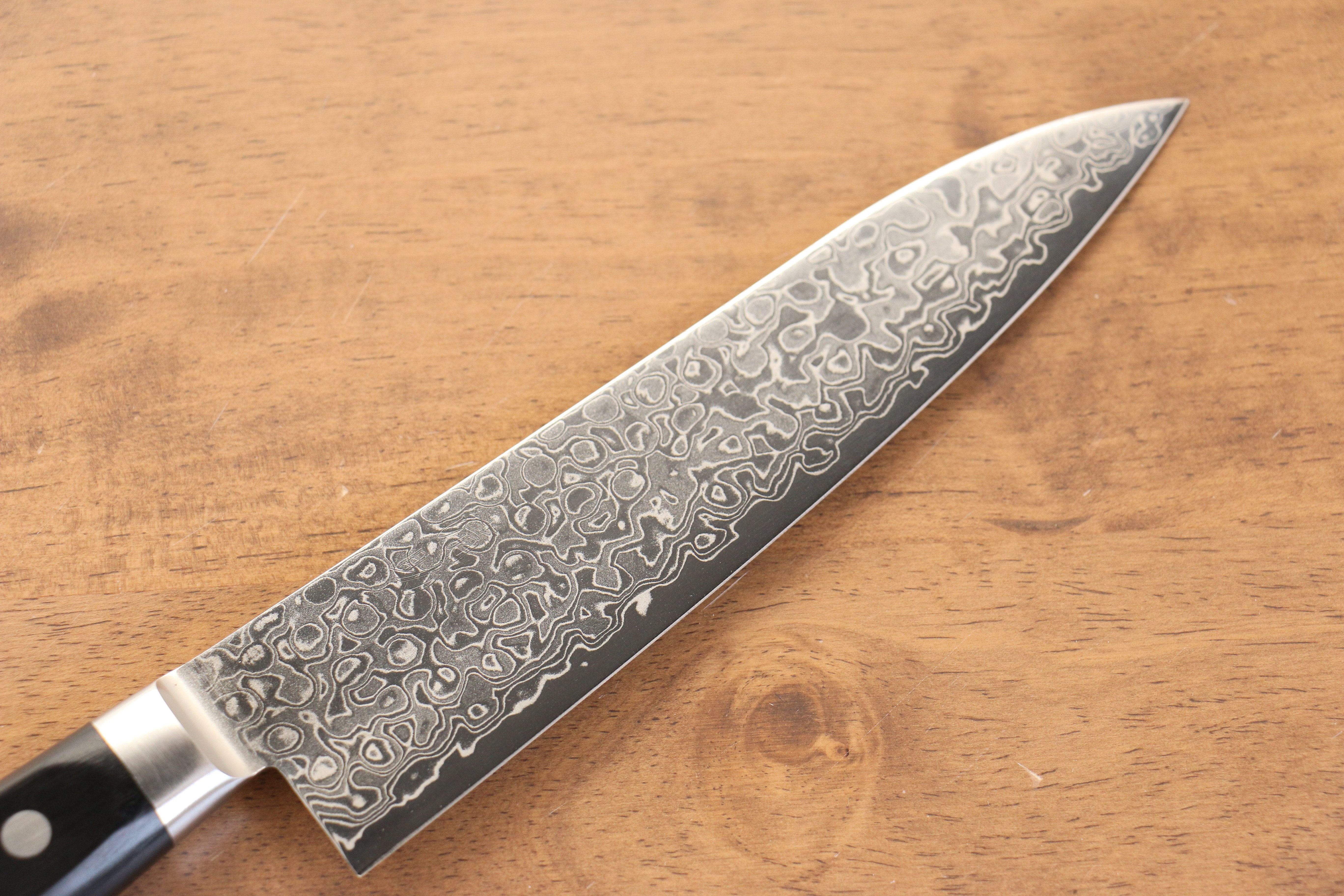 Seisuke Kagami AUS10 Mirrored Finish Damascus Gyuto 180mm Black Pakka wood Handle - Seisuke Knife
