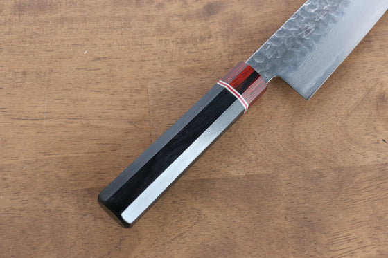 Seisuke VG10 Damascus Santoku 180mm Black Pakka wood Handle - Seisuke Knife