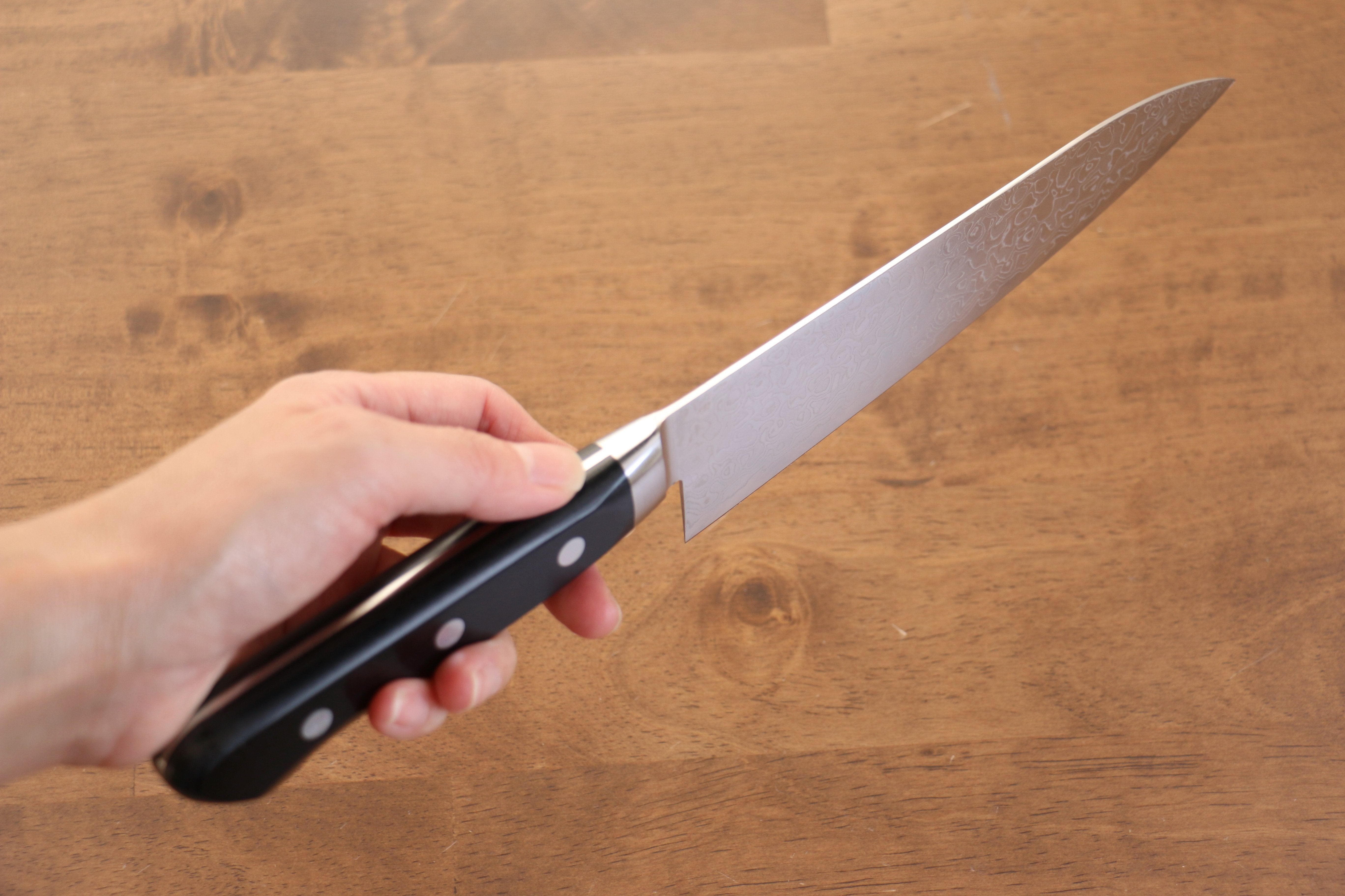 Seisuke Kagami AUS10 Mirrored Finish Damascus Gyuto 180mm Black Pakka wood Handle - Seisuke Knife