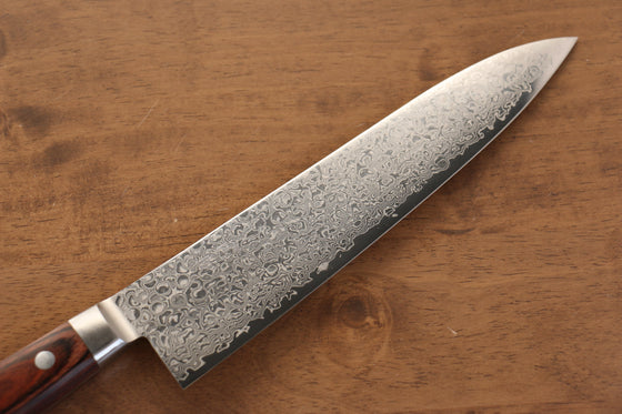 Seisuke Mokusei ZA-18 Mirrored Finish Damascus Gyuto 210mm Brown Pakka wood Handle - Seisuke Knife