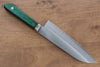 Sakai Kikumori Blue Steel No.1 Santoku 165mm Green Pakka wood Handle - Seisuke Knife