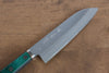 Sakai Kikumori Blue Steel No.1 Santoku 165mm Green Pakka wood Handle - Seisuke Knife