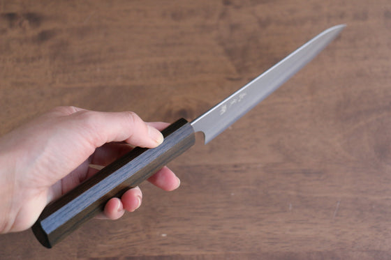 Yoshimi Kato Blue Super Nashiji Petty-Utility 150mm Enju Lacquered(Black��� Handle - Seisuke Knife