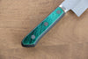 Sakai Kikumori Blue Steel No.1 Santoku 165mm Green Pakka wood Handle - Seisuke Knife