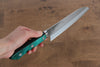 Sakai Kikumori Blue Steel No.1 Santoku 165mm Green Pakka wood Handle - Seisuke Knife