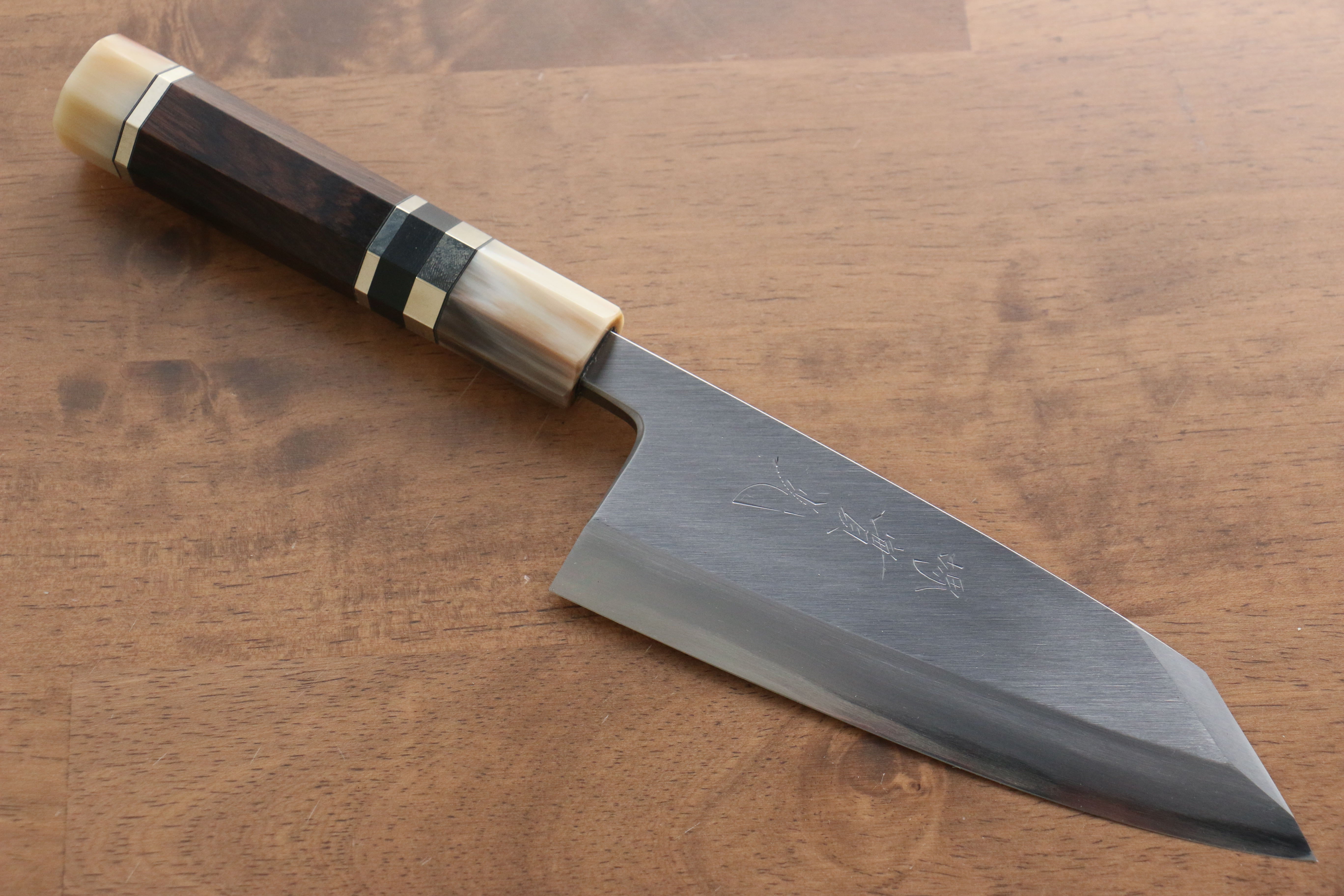 Jikko Shiko White Steel Kiritsuke Deba  150mm Ebony with Double Ring Handle - Seisuke Knife