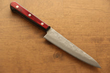  Seisuke Silver Steel No.3 Nashiji Petty-Utility 135mm with Red Pakkawood Handle - Seisuke Knife