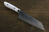 Takeshi Saji SRS13 Hammered Damascus Bunka 180mm with White Stone Handle - Seisuke Knife - Slide 1