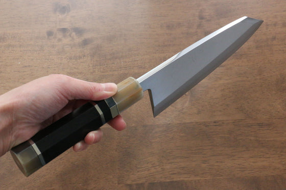 Jikko Shiko White Steel Kiritsuke Deba  180mm Ebony with Double Ring Handle - Seisuke Knife