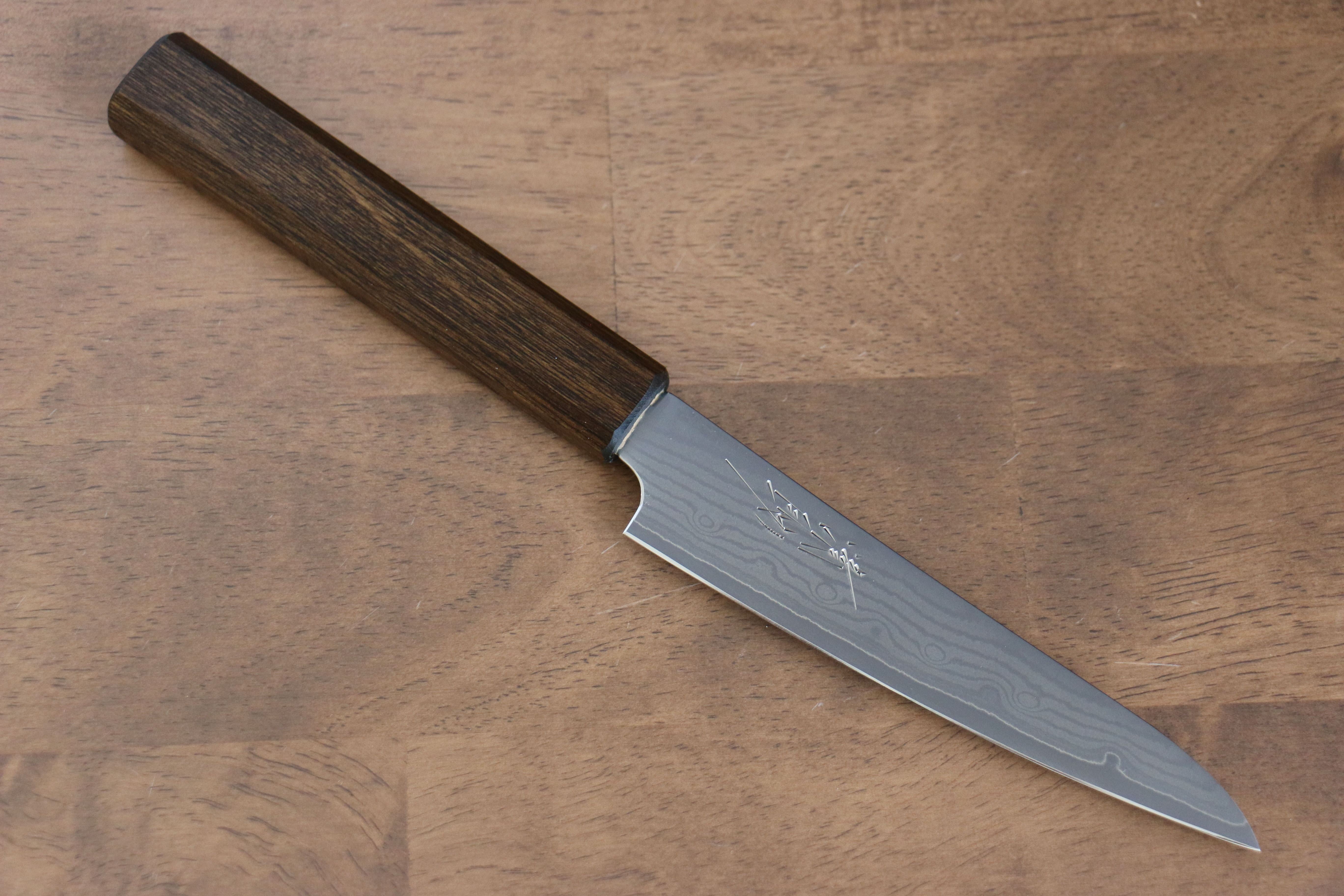 Seisuke VG10 63 Layer Damascus Petty-Utility 130mm Oak Handle - Seisuke Knife