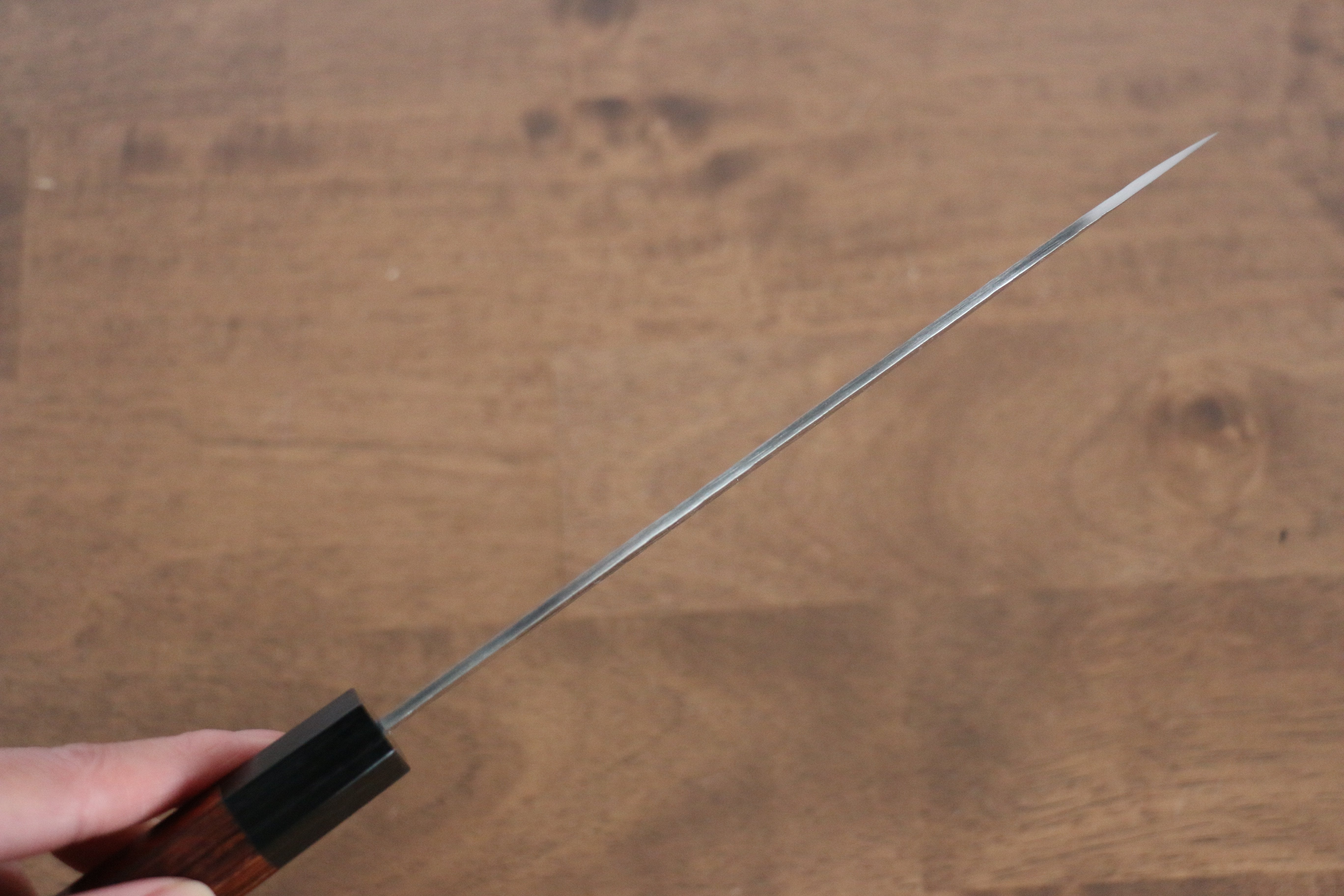 Seki Kanetsugu Heptagon Wood VG10 Hammered Santoku 170mm Pakka wood (heptagonal) Handle - Seisuke Knife