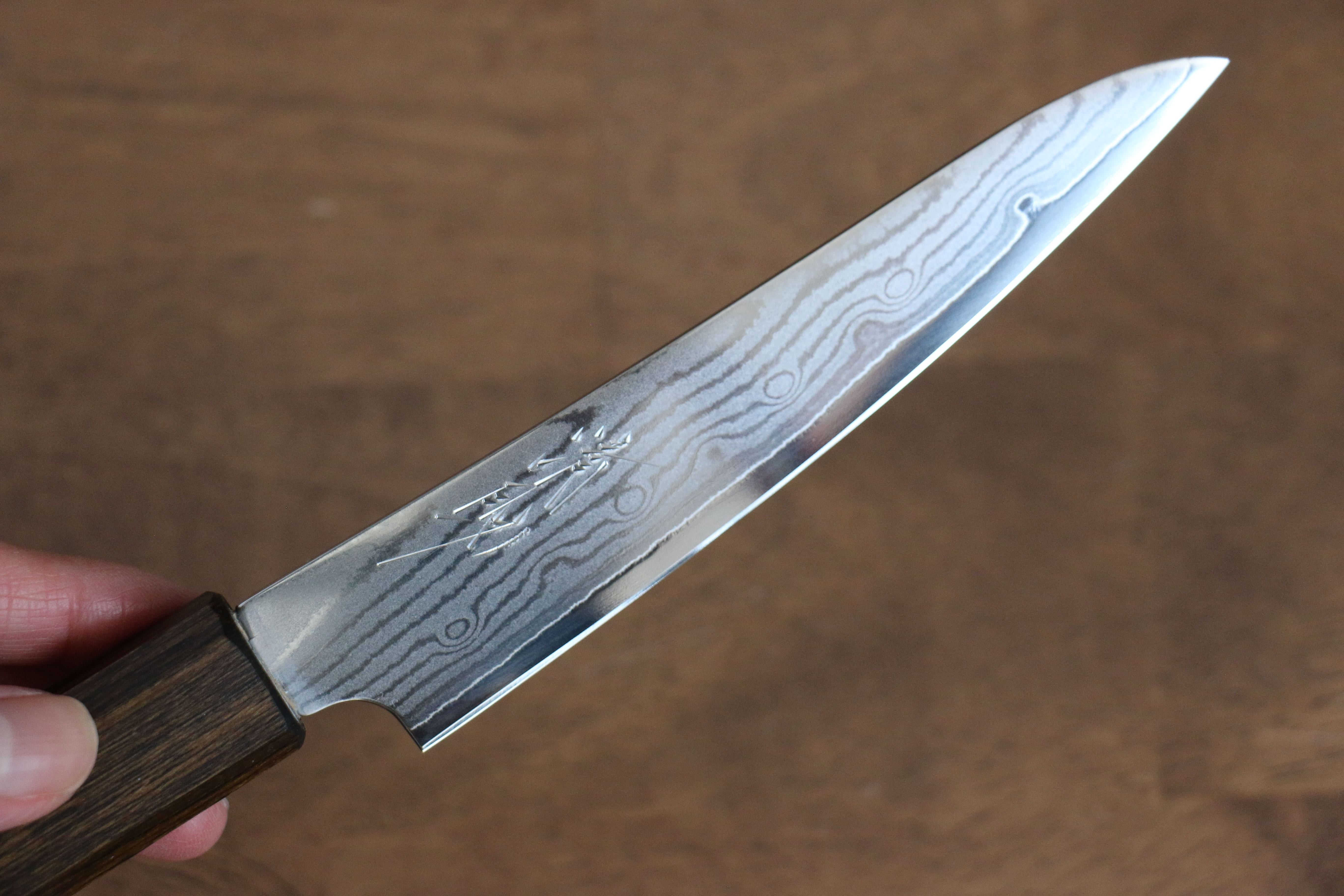 Seisuke VG10 63 Layer Damascus Petty-Utility 130mm Oak Handle - Seisuke Knife