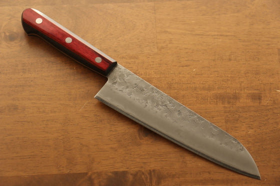 Seisuke Silver Steel No.3 Nashiji Santoku 180mm with Red Pakkawood Handle - Seisuke Knife