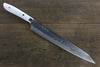 Takeshi Saji SRS13 Hammered Damascus Sujihiki 270mm White Stone Handle - Seisuke Knife - Slide 1