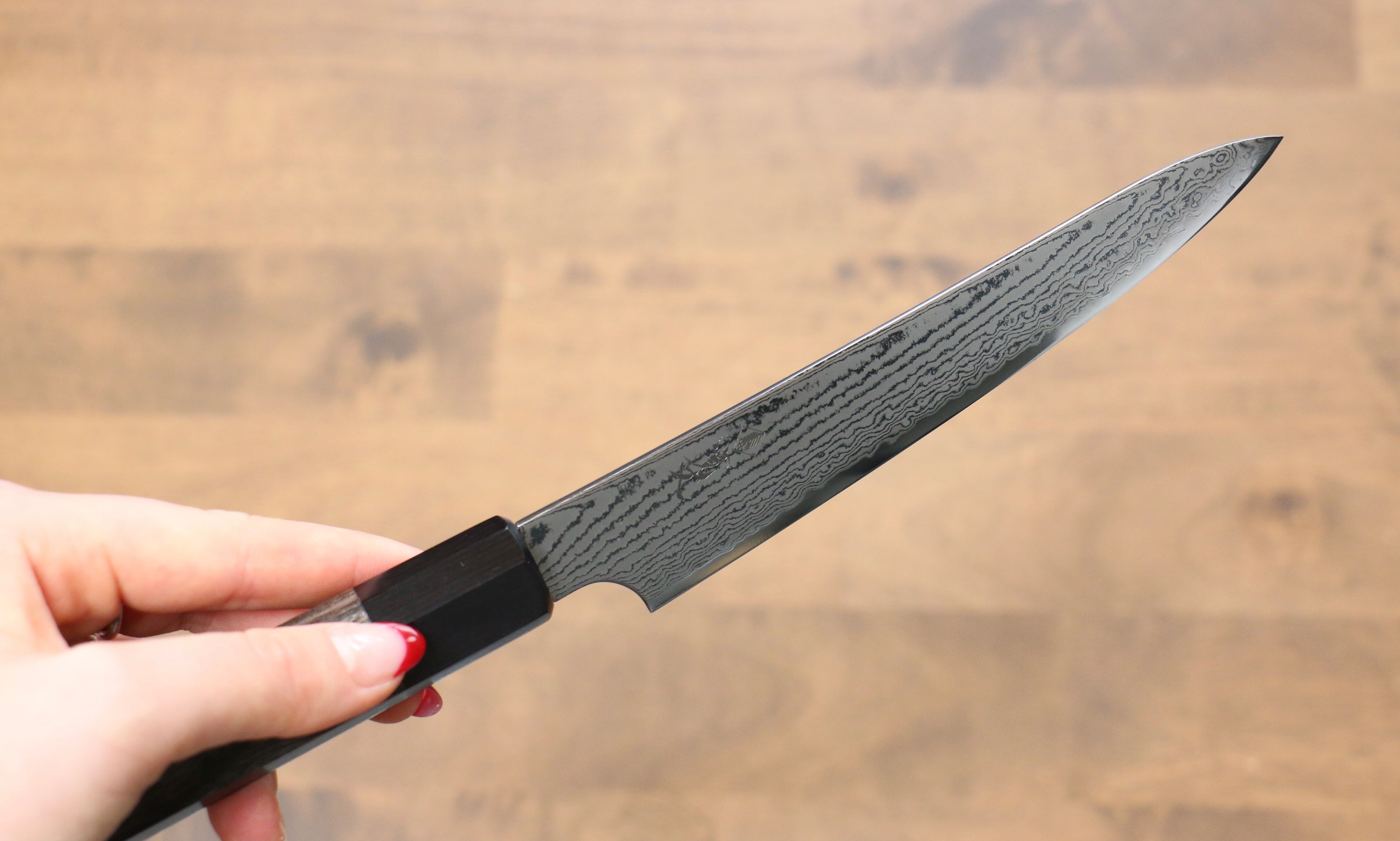 Kanjyo VG10 Damascus Petty-Utility 150mm Gray Pakkawood Handle - Seisuke Knife