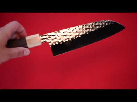 Yu Kurosaki Senko SG2 Hammered Santoku 165mm Shitan Handle - Seisuke Knife