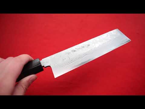 Hideo Kitaoka Blue Steel No.2 Damascus Kakugata Usuba Japanese Chef Knife 165mm - Seisuke Knife