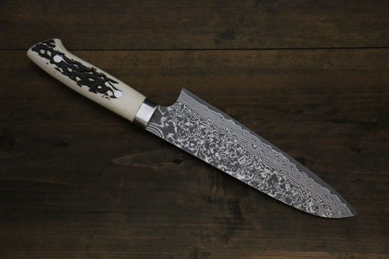 Takeshi Saji SG2 Black Finished Santoku 180mm Cow Bone Handle - Seisuke Knife