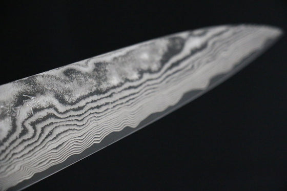 Takeshi Saji VG10 Black Finished Damascus Petty-Utility 135mm Micarta Handle with Sheath - Seisuke Knife