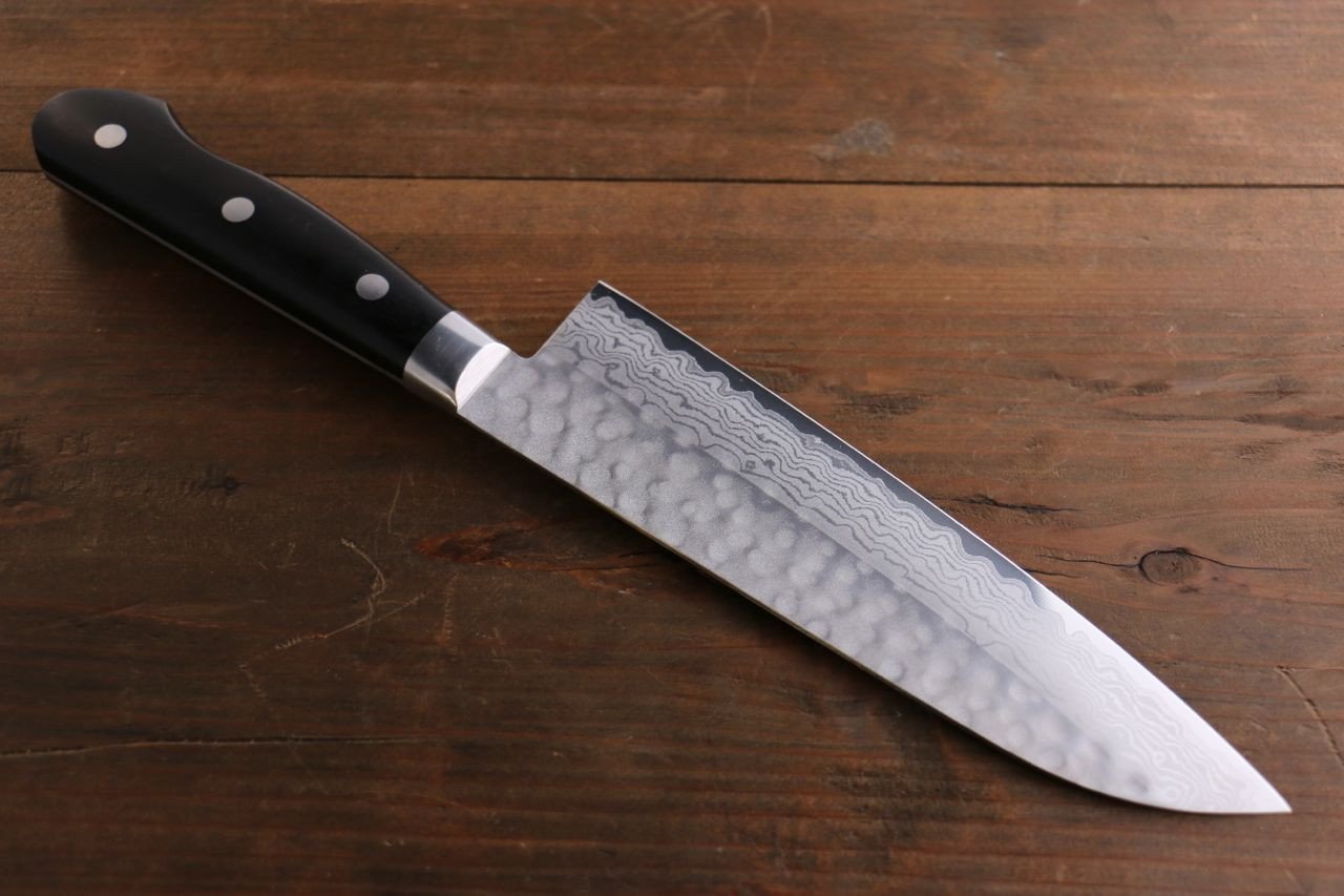 Seisuke VG10 17 Layer Damascus Santoku 180mm Pakka wood Handle - Seisuke Knife