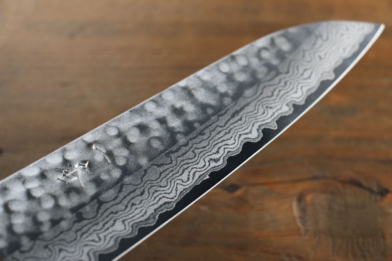Seisuke VG10 17 Layer Damascus Santoku 180mm Pakka wood Handle - Seisuke Knife