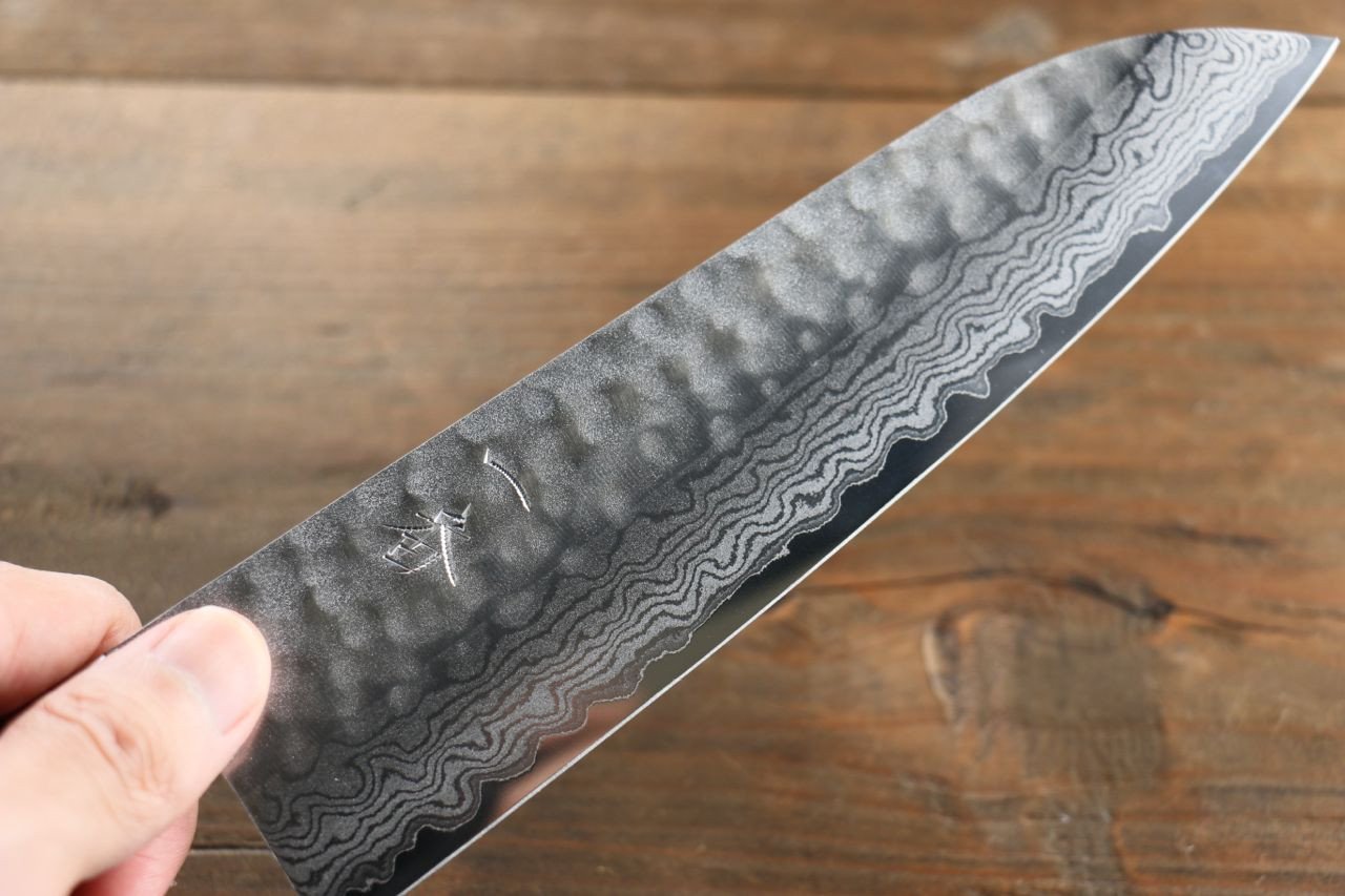 Seisuke VG10 17 Layer Damascus Santoku 180mm Pakka wood Handle - Seisuke Knife