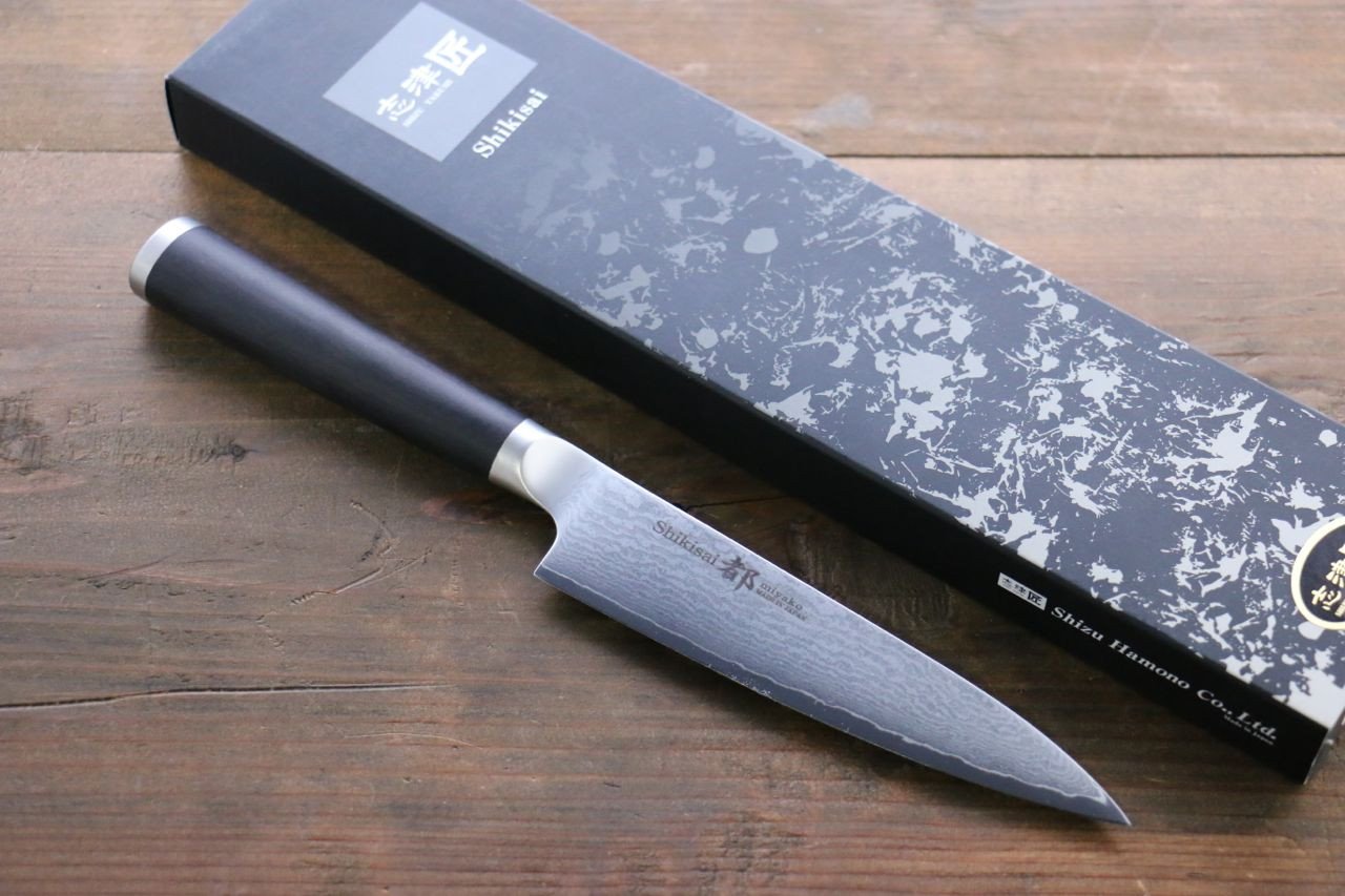 Miyako 33 Layer Damascus AUS-8a Petty Utility Japanese Chef Knife 130mm - Seisuke Knife