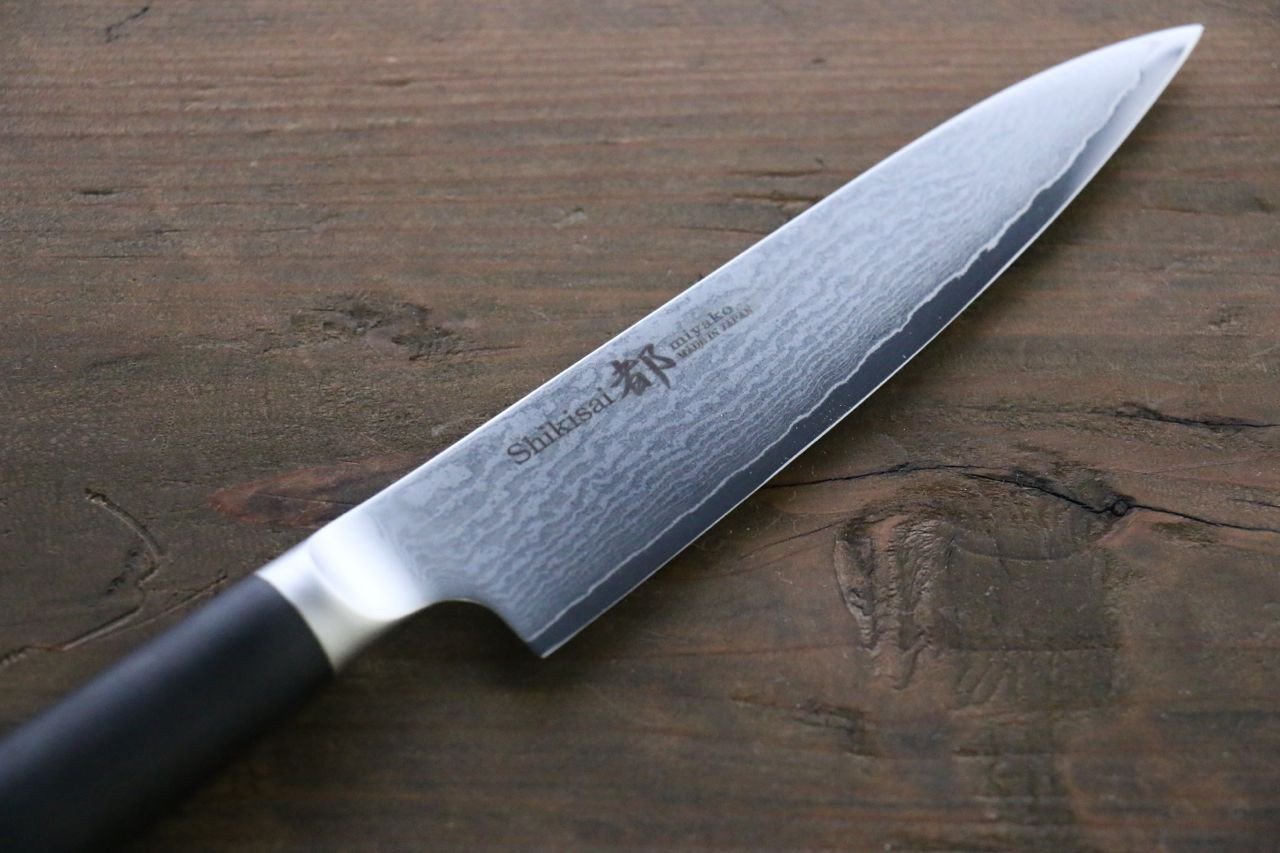 Miyako 33 Layer Damascus AUS-8a Petty Utility Japanese Chef Knife 130mm - Seisuke Knife