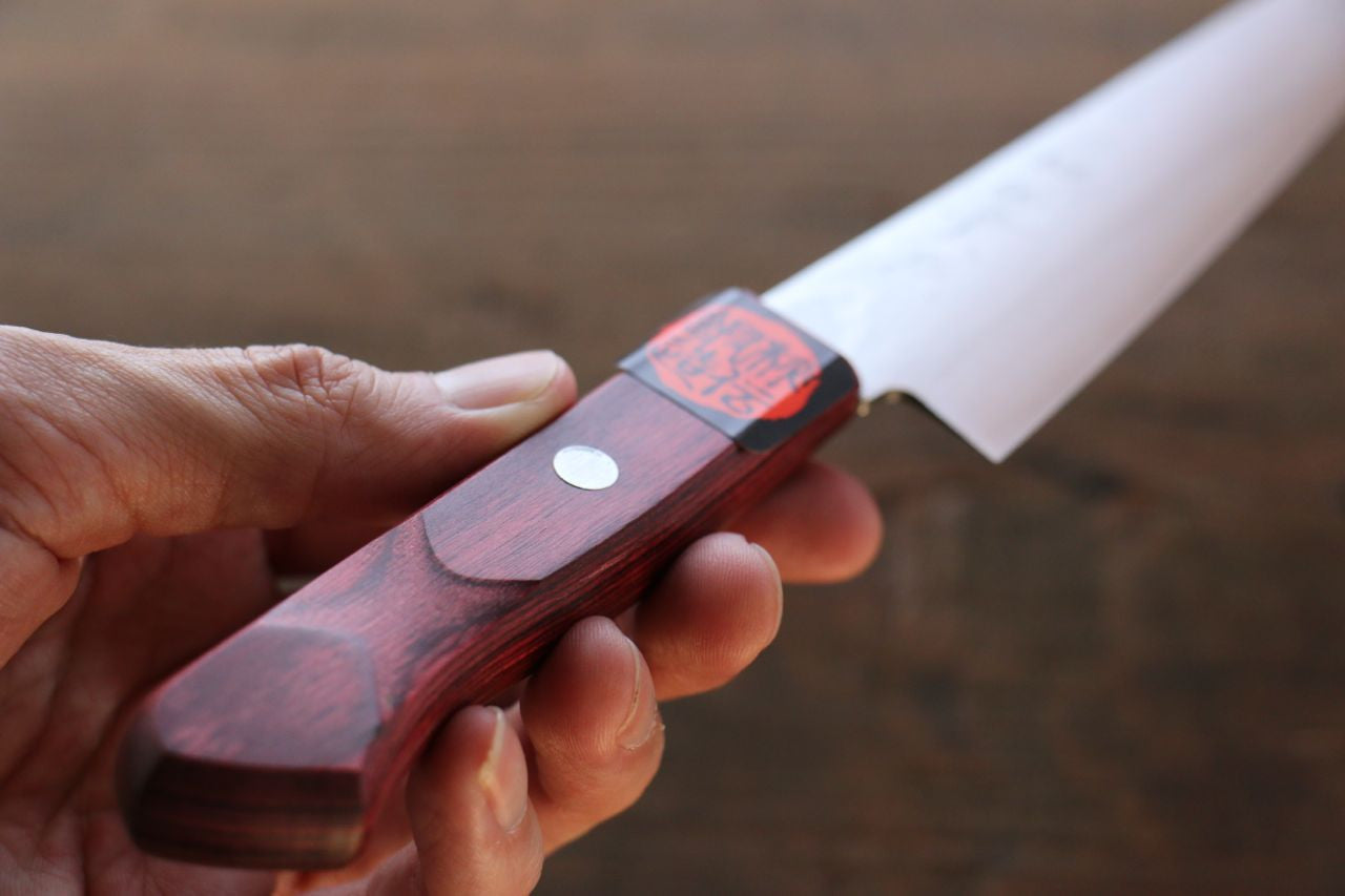 Shigeki Tanaka VG10 17 Layer Damascus Petty-Utility 150mm Red Pakka wood Handle - Seisuke Knife