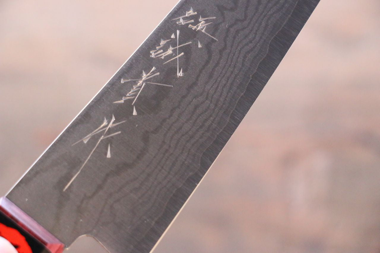 Shigeki Tanaka VG10 17 Layer Damascus Petty-Utility 150mm Red Pakka wood Handle - Seisuke Knife