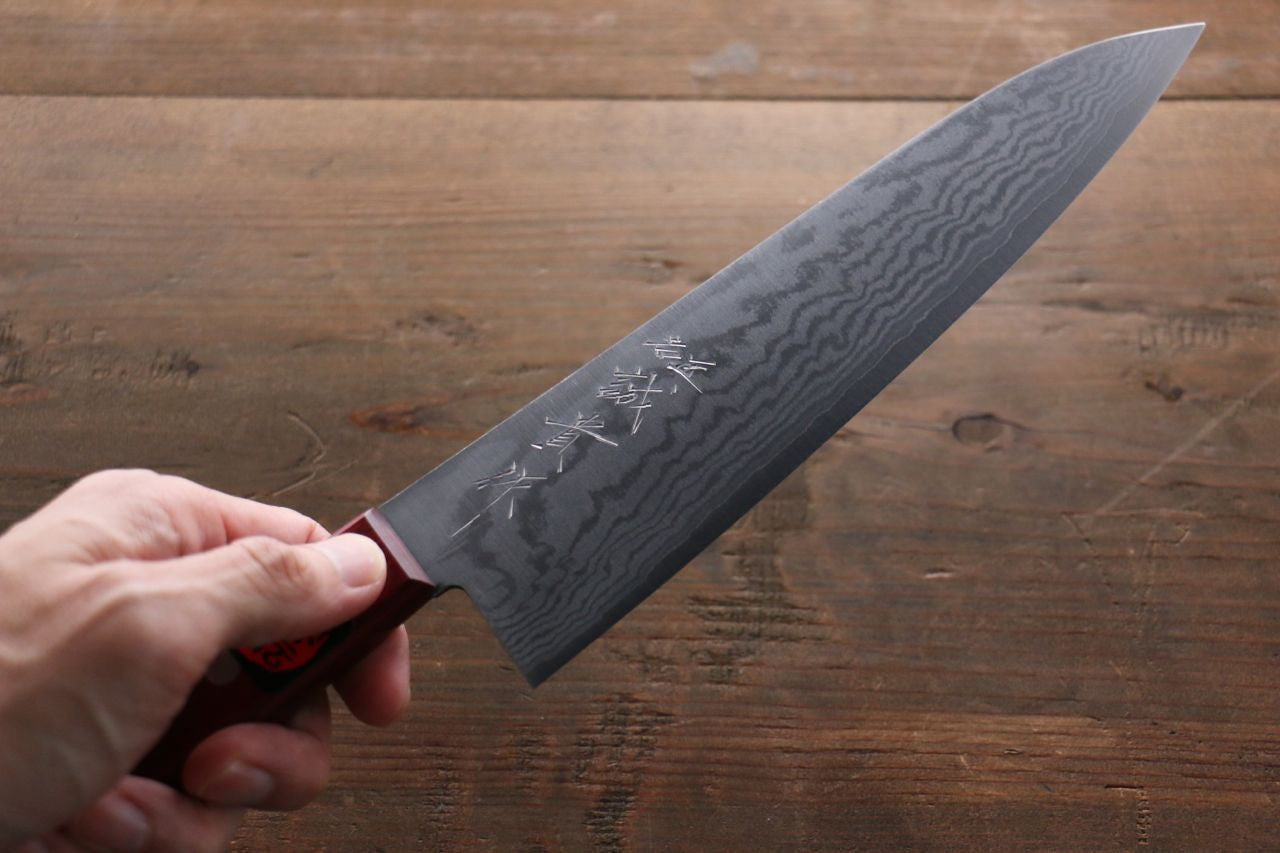 Shigeki Tanaka VG10 17 Layer Damascus Gyuto 180mm Red Pakka wood Handle - Seisuke Knife