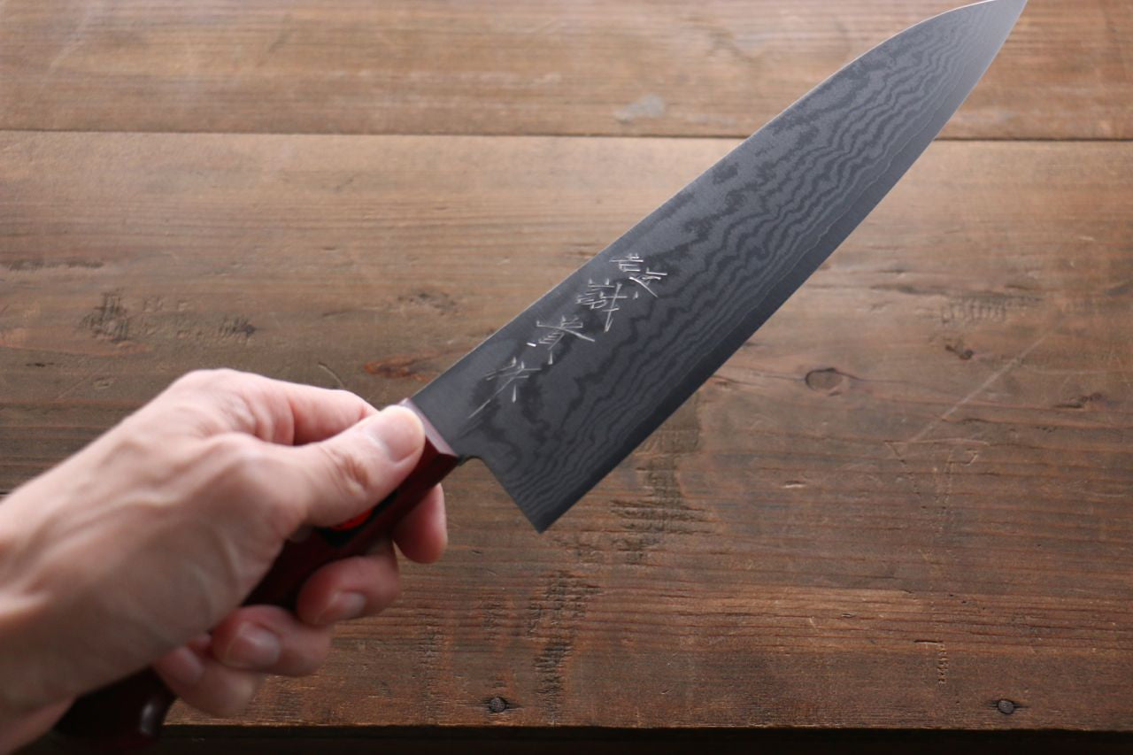 Shigeki Tanaka VG10 17 Layer Damascus Gyuto 180mm Red Pakka wood Handle - Seisuke Knife