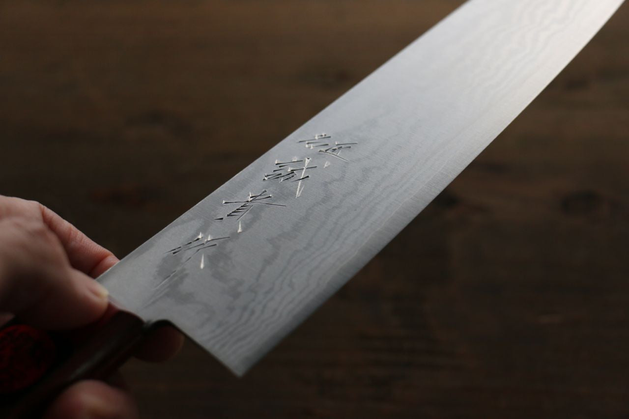 Shigeki Tanaka VG10 17 Layer Damascus Gyuto 180mm Red Pakka wood Handle - Seisuke Knife