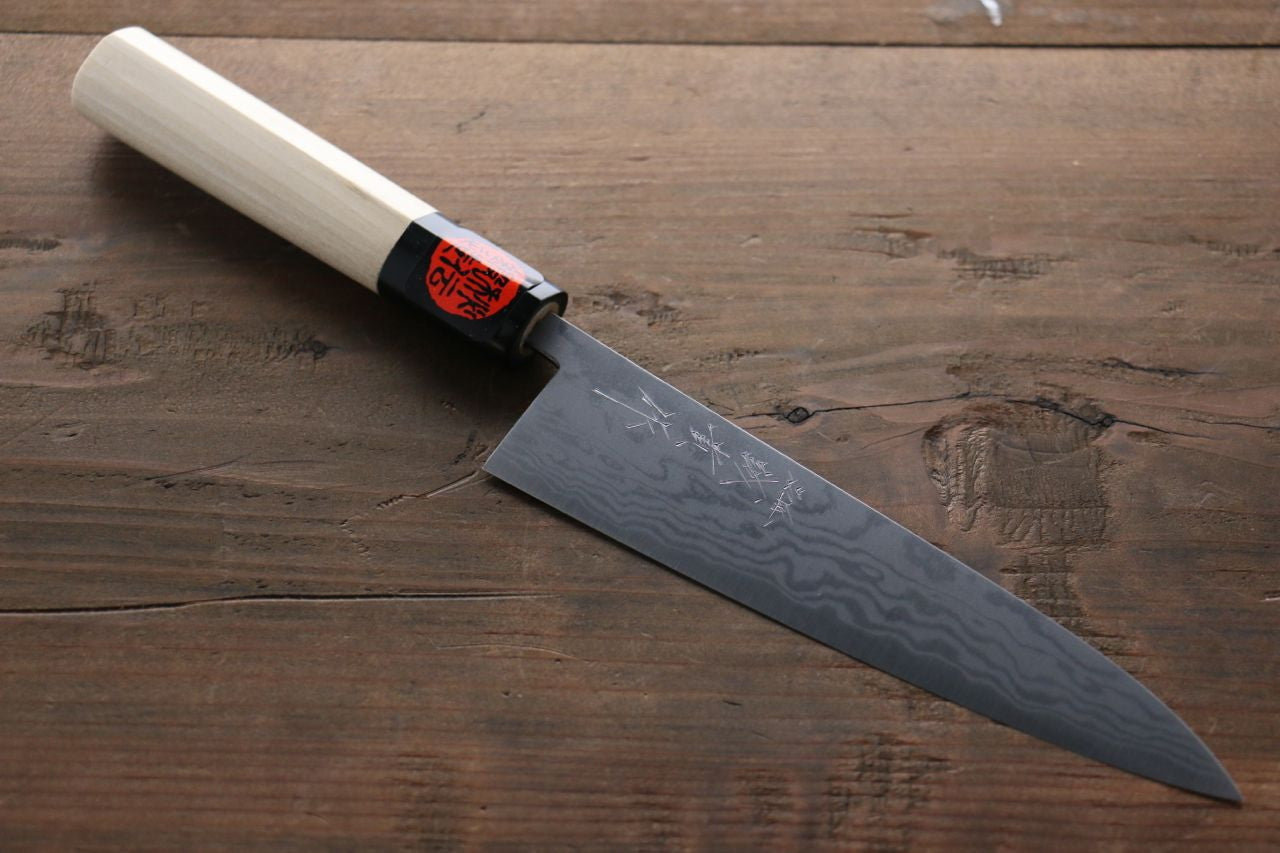 Shigeki Tanaka Blue Steel No.2 17 Layer Damascus Petty-Utility 150mm Magnolia & Water Buffalo Handle - Seisuke Knife