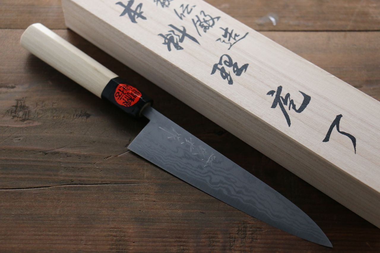 Shigeki Tanaka Blue Steel No.2 17 Layer Damascus Petty-Utility 150mm Magnolia & Water Buffalo Handle - Seisuke Knife
