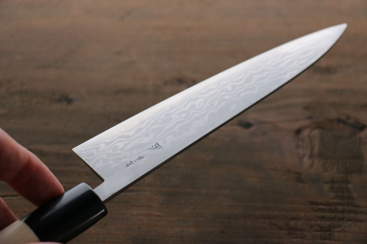Shigeki Tanaka Blue Steel No.2 17 Layer Damascus Petty-Utility 150mm Magnolia & Water Buffalo Handle - Seisuke Knife