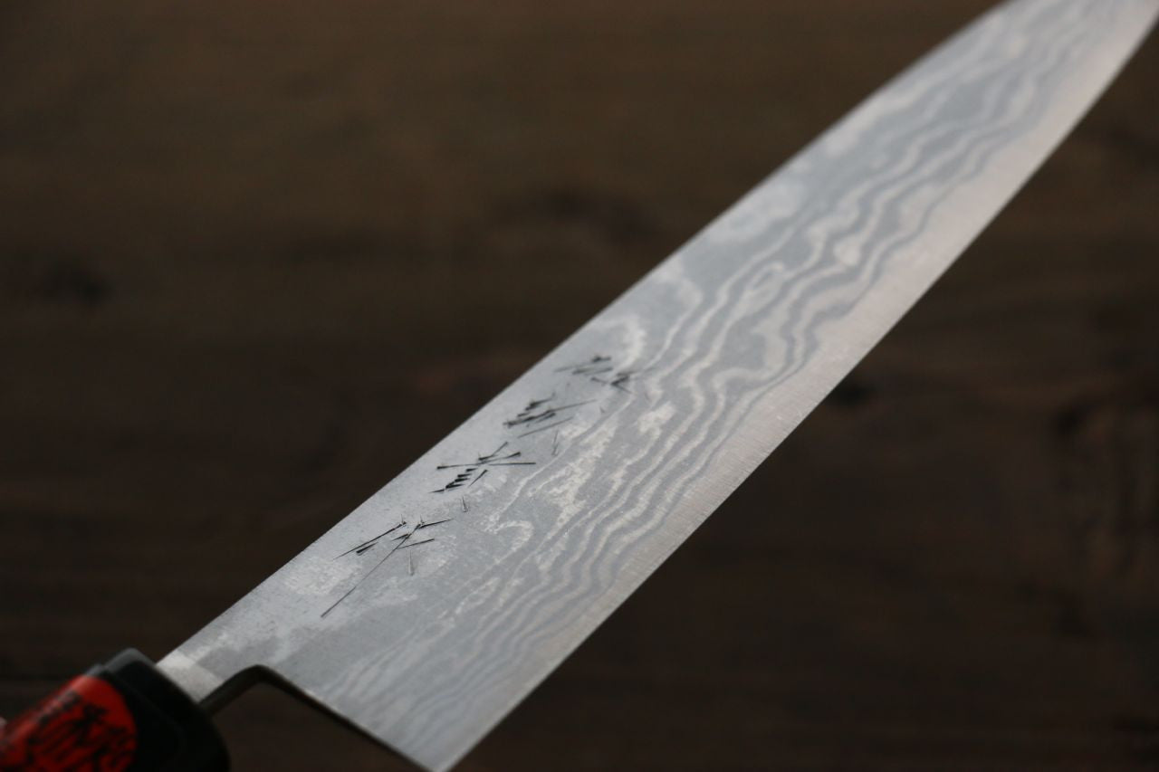 Shigeki Tanaka Blue Steel No.2 17 Layer Damascus Petty-Utility 150mm Magnolia & Water Buffalo Handle - Seisuke Knife